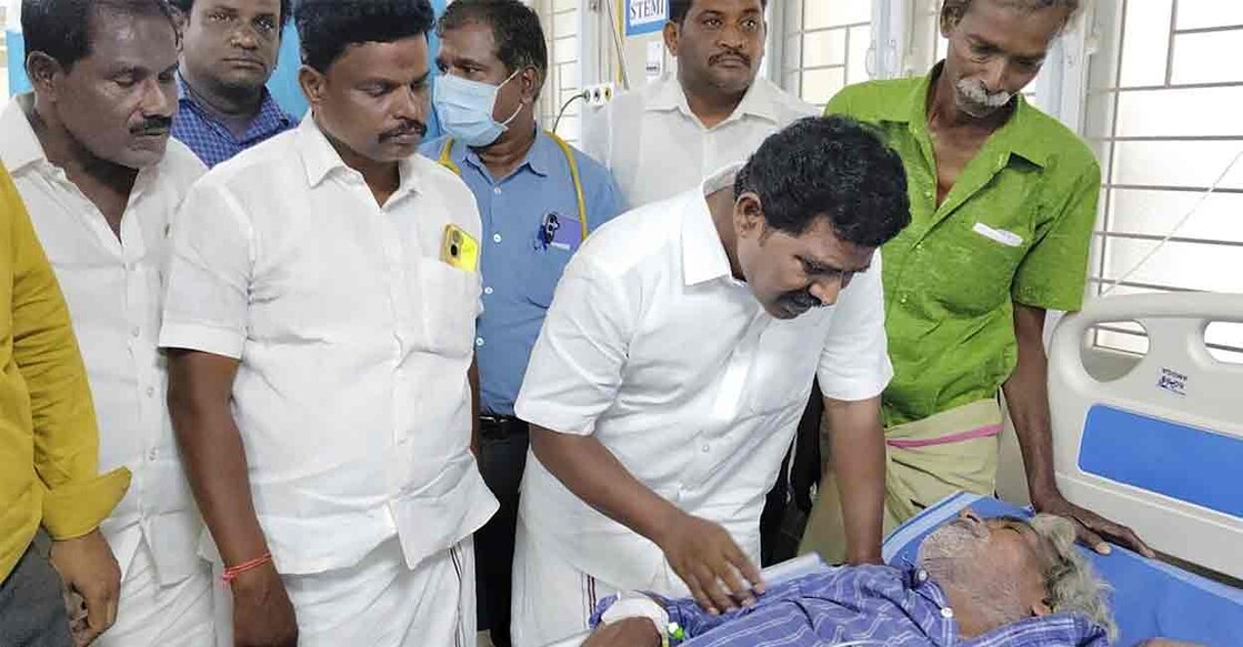 A person undergoes treatment after consumption of spurious liquor, in Kallakurichi distict of Tamil Nadu, Wednesday, June 19, 2024. Photo: PTI