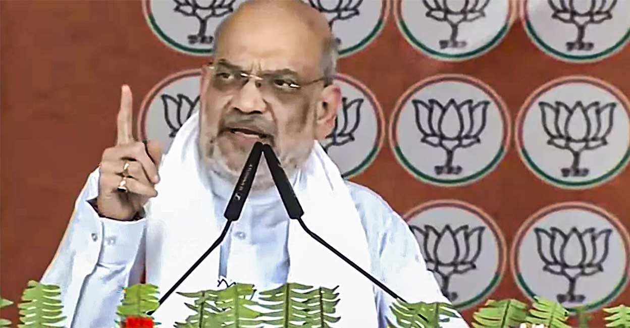 Union Home Minister and BJP leader Amit Shah addresses a public rally for Lok Sabha polls in Uttar Pradesh. File Photo: PTI