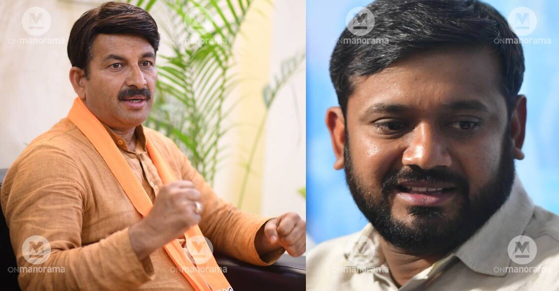BJP candidate Manoj Tiwari and INDIA bloc candidate Kanhaiya Kumar. Photo: Manorama