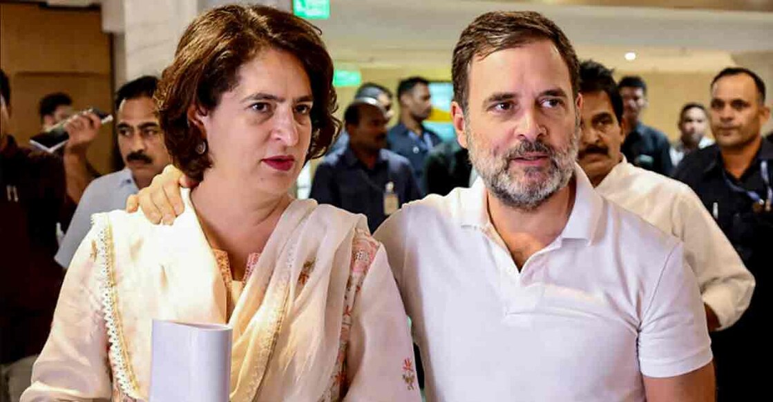 Congress leaders Rahul Gandhi and Priyanka Gandhi during the extended Congress Working Committee meeting, in New Delhi, Saturday, June 8, 2024. Photo: PTI