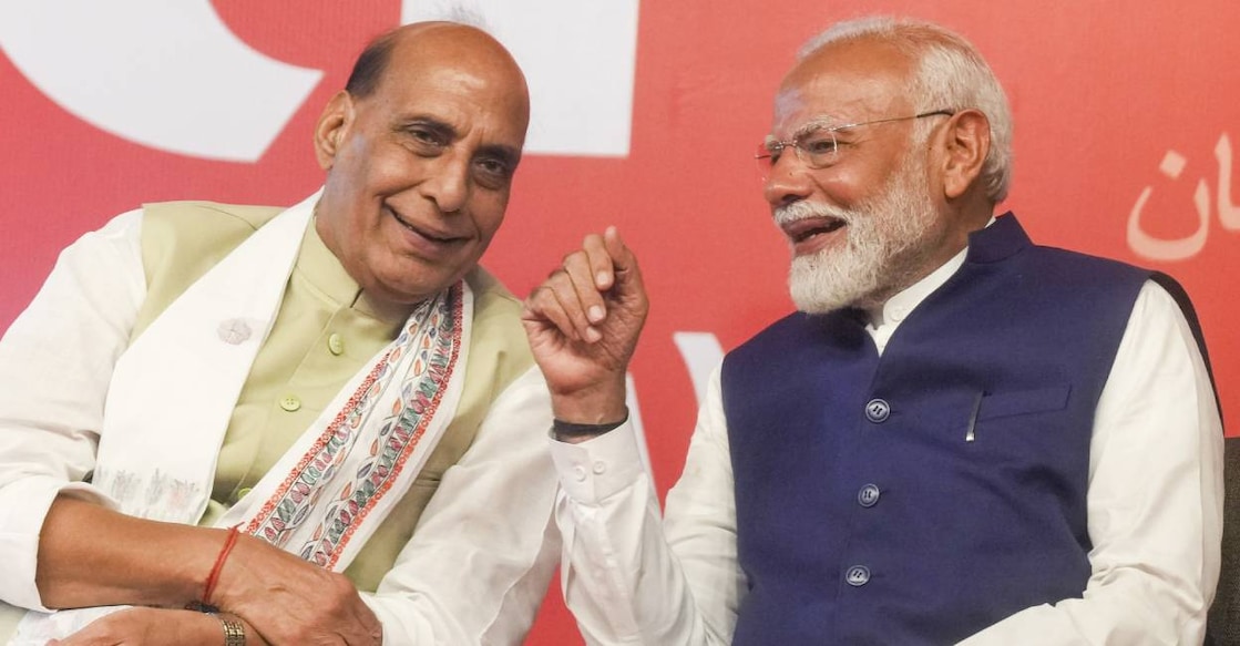 Rajnath Singh with PM Narendra Modi. Photo: PTI