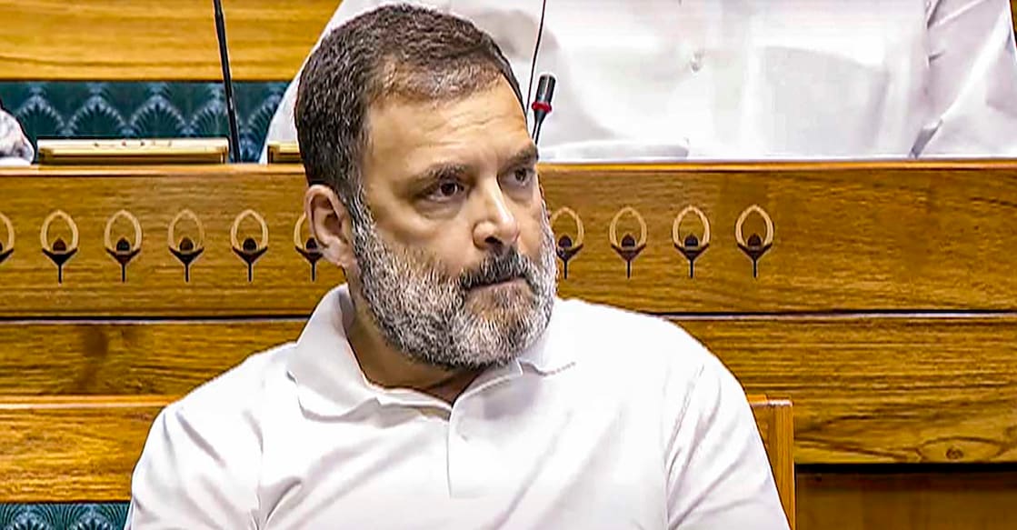**EDS: SCREENSHOT VIA SANSAD TV** New Delhi: Leader of Opposition in Lok Sabha and Congress MP Rahul Gandhi in the House during the first day of the Parliament session, in New Delhi, Monday, July 22, 2024. (PTI Photo)(PTI07_22_2024_000095A)