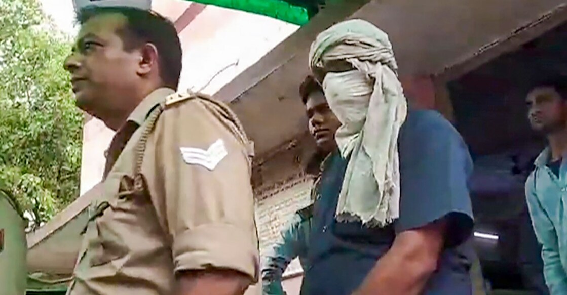 Prime accused of the Hathras stampede case, Devprakash Madhukar, being brought by police to a hospital for medical examination, in Hathras on Saturday. Photo: PTI