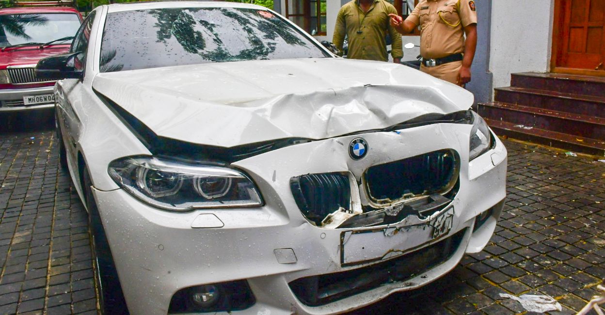 The BMW rammed a two-wheeler, killing a woman and injuring her husband on Sunday morning. Photo: PTI