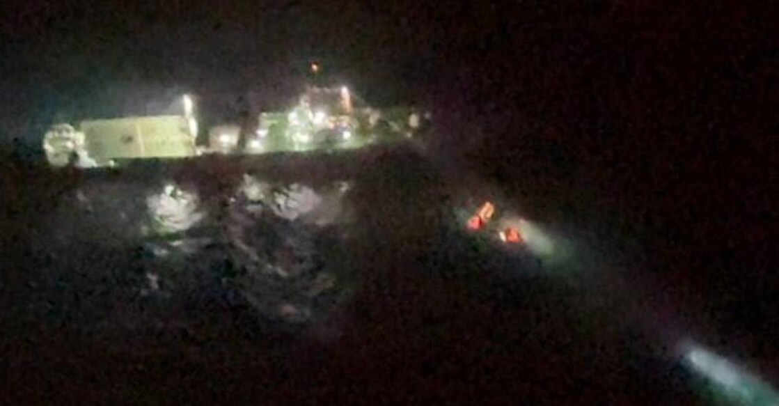 The MV ITT PUMA sank 90 nautical miles from south of  SagarIsland . Photo: X/ Indian Coast Guard