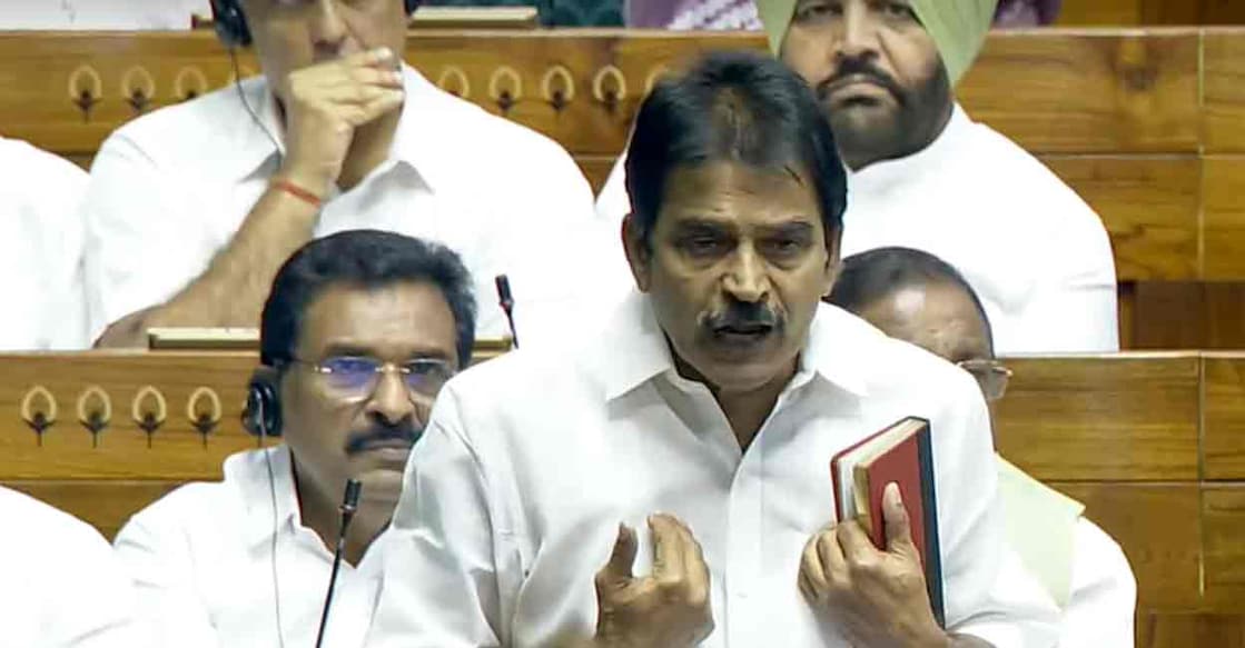  Congress MP K C Venugopal speaks in the Lok Sabha during the Monsoon session of Parliament, in New Delhi, Thursday, Aug. 8, 2024. Photo: PTI