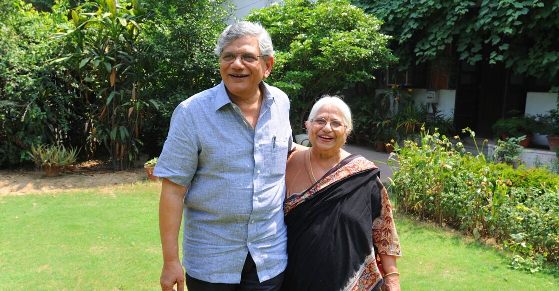 Sitaram Yechury with his mother Kalpakam. File Photo. 