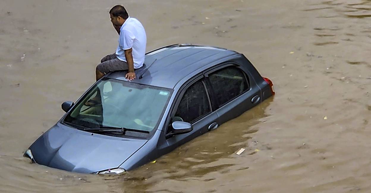 Two car passengers lose life as flooded road in Haryana turns death trap