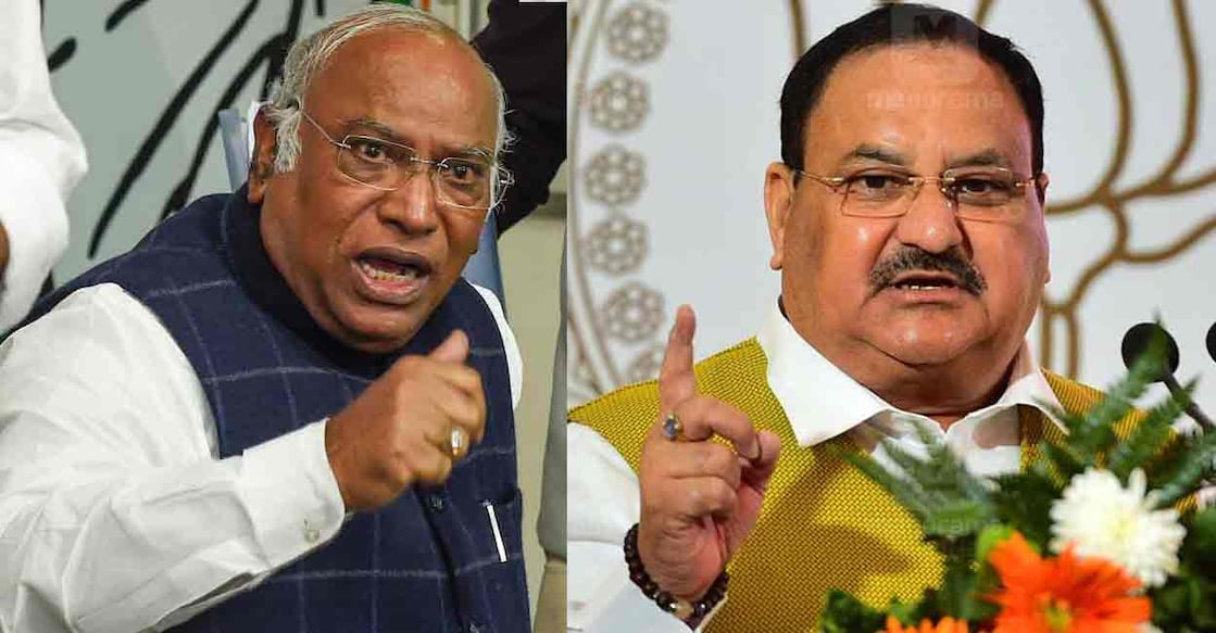 Congress chief Mallikarjun Kharge,  BJP President JP Nadda. Photo: PTI