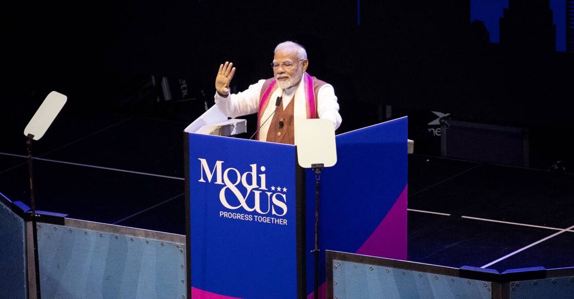Indian Prime Minister Narendra Modi speaks during an event at Nassau County Veterans Memorial Coliseum in East Meadow, New York . Photo: AFP
