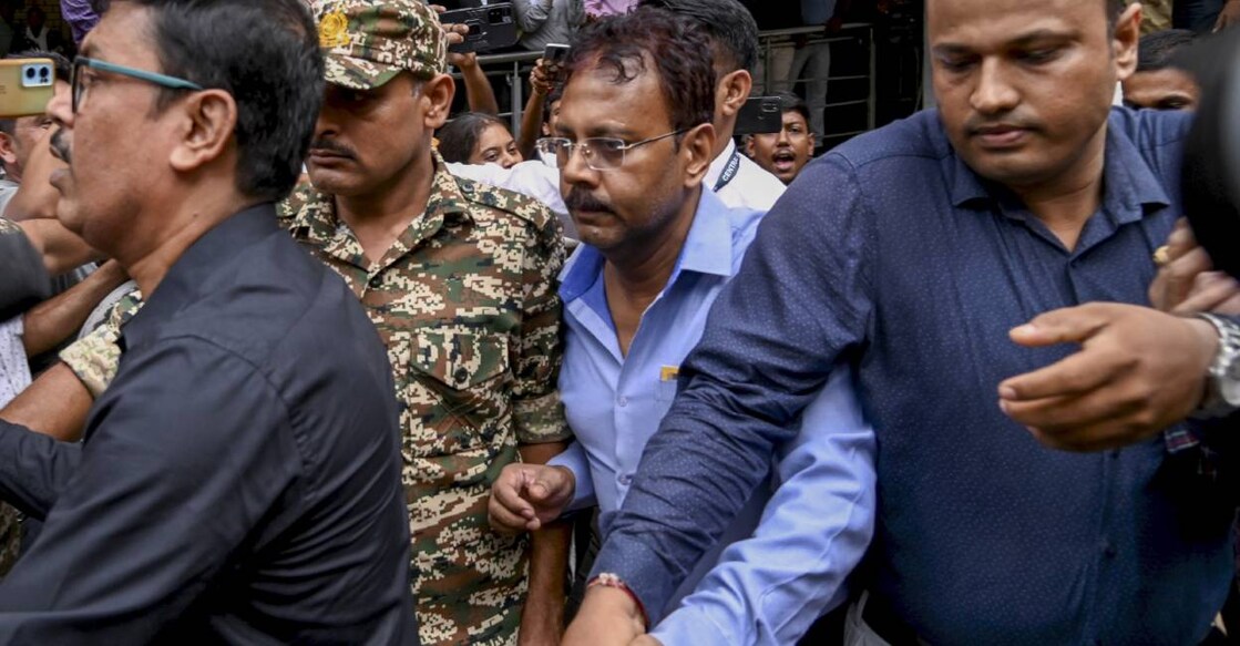 CBI officials produce the former principal of RG Kar Medical College and Hospital Sandip Ghosh, arrested in connection with the alleged financial misconduct at the establishment, at a City Court in Kolkata. Photo: PTI
