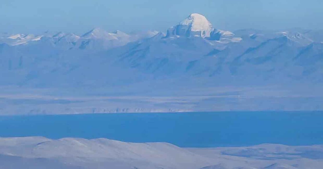 The Kailash Mansarovar, as seen from a flight. File photo: PTI