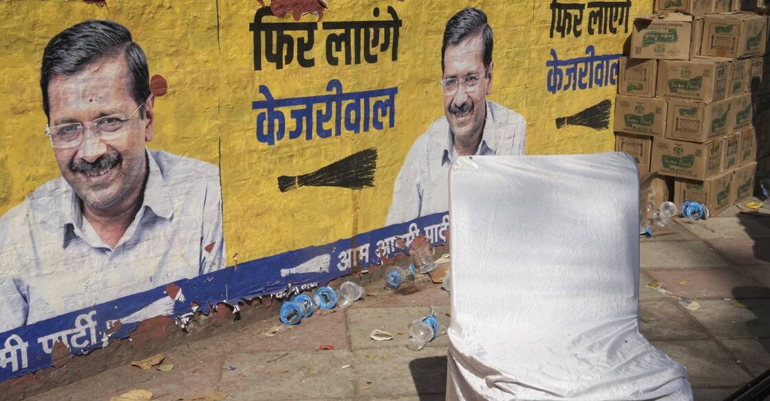 A vacant chair at the AAP office after Delhi Assembly election result, in New Delhi. Photo: PTI