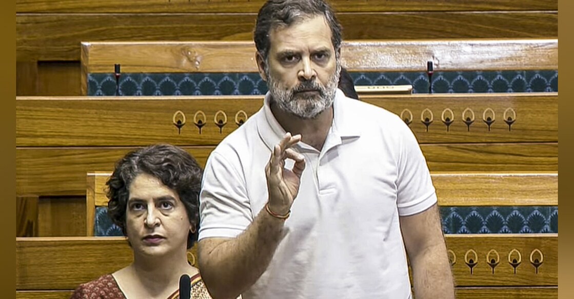 Leader of Opposition Rahul Gandhi in Lok Sabha. Photo: PTI