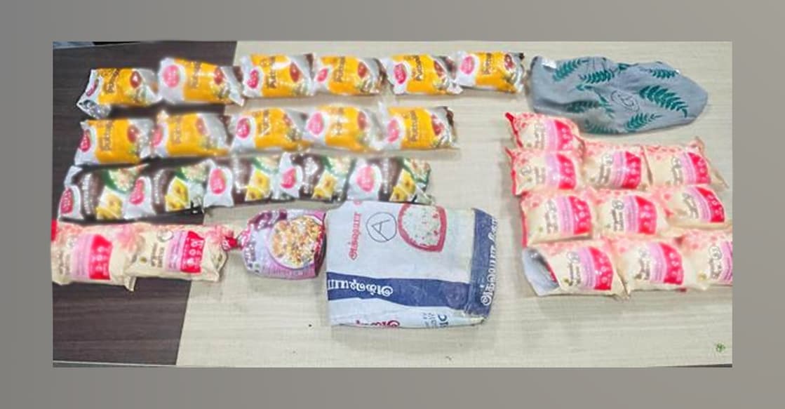 The contraband was concealed in packages labelled as Kerala puttu podi and rava. Photo: @PIB_India/X