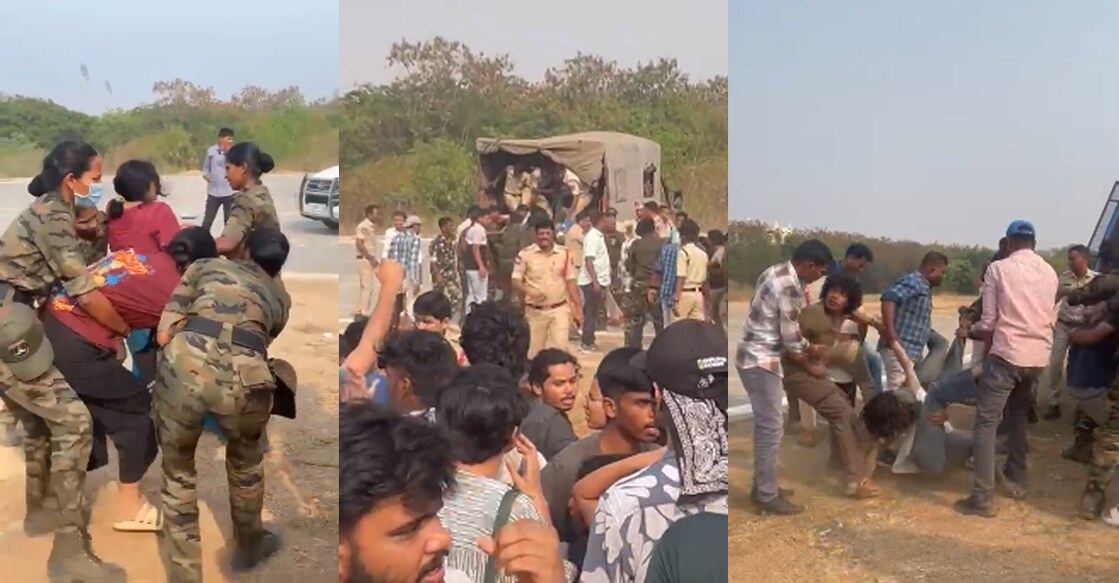 Several students sustained minor injuries in the protest. Photo: Special Arrangement