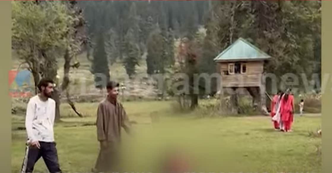 pahalgam Sreejith Rameshan, a Malayali settled in Pune, captured the visuals of the terrorists on April 18 while recording videos of his daughter at Betaab Valley, a tourist attraction around 7.5 kilometres from Pahalgam. Photo: Manorama News