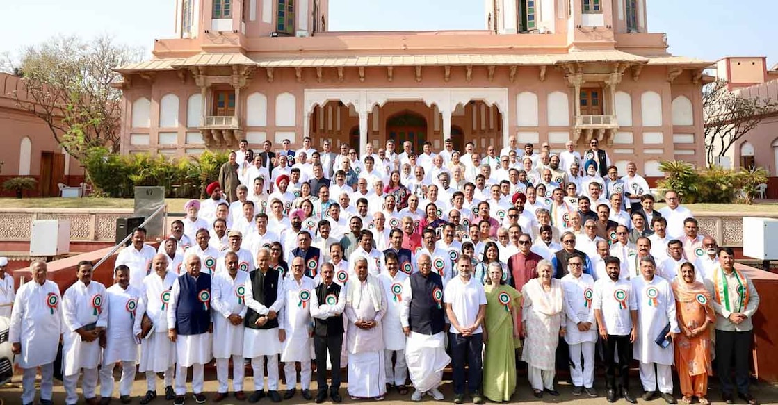 Congress leaders at extended Congress Working Committee (CWC) meet at the Sardar Vallabhbhai Patel Memorial. Photo: Facebook/IndianNationalCongress