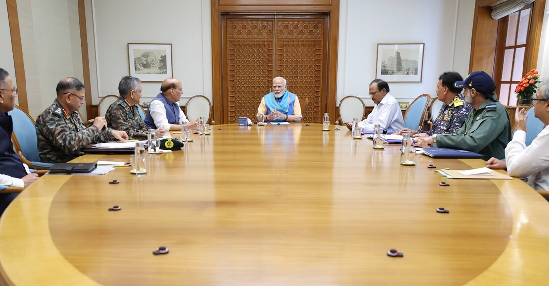 modi-defence-meeting Prime Minister Narendra Modi meets with top defence officials at 7, Lok Kalyan Marg. Photo: X/@PMOIndia