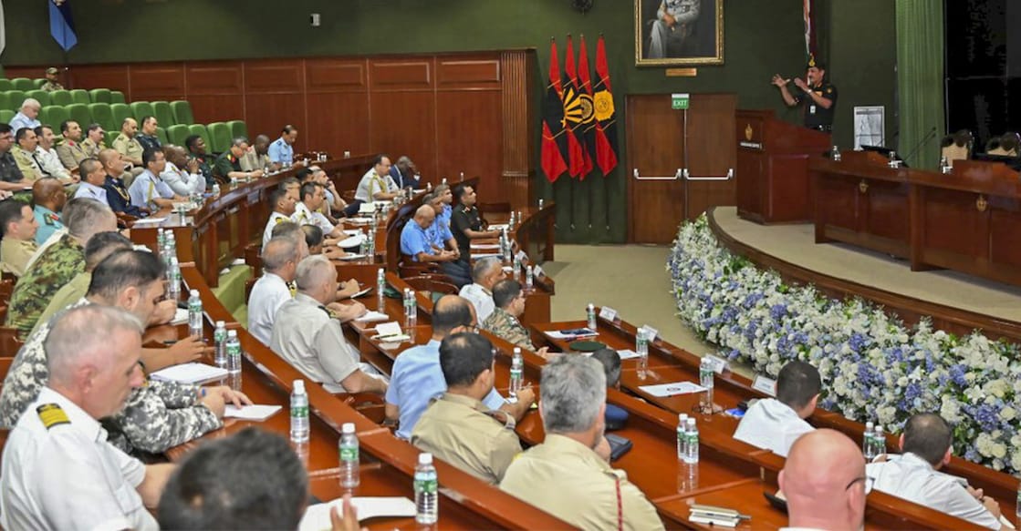 Defence Intelligence Agency Director General Lt General D.S. Rana briefs the Foreign Service Attaches of 70 nations on 'Operation Sindoor', in New Delhi. Photo: X/@HQ_IDS_India