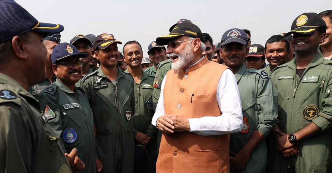 Prime Minister Narendra Modi at the Adampur Air Force Station in Punjab. Photo: X/Narendra Modi