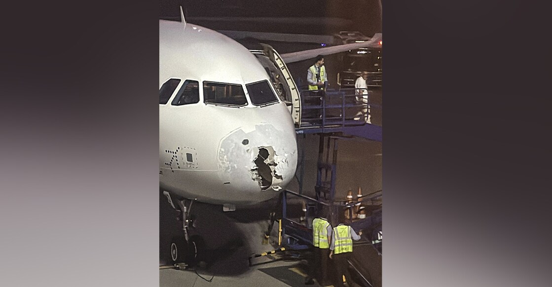 The Srinagar-bound IndiGo flight from Delhi that hit turbulence mid-air on Wednesday. Photo: PTI
