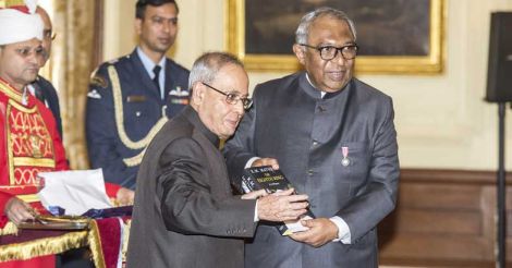 President receives first copy of KM Mathew's 'The Eighth Ring'