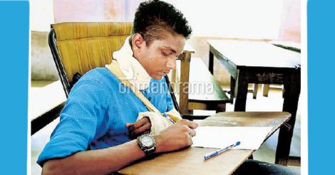 Eyes firm on goal, hurt handball player appears for SSLC exam