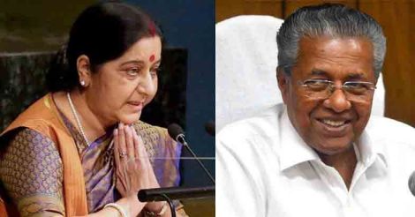 Pinarayi writes to Sushma Swaraj on Indian prisoners in UAE