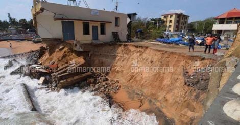 High waves rip apart Valiathura pier near shore