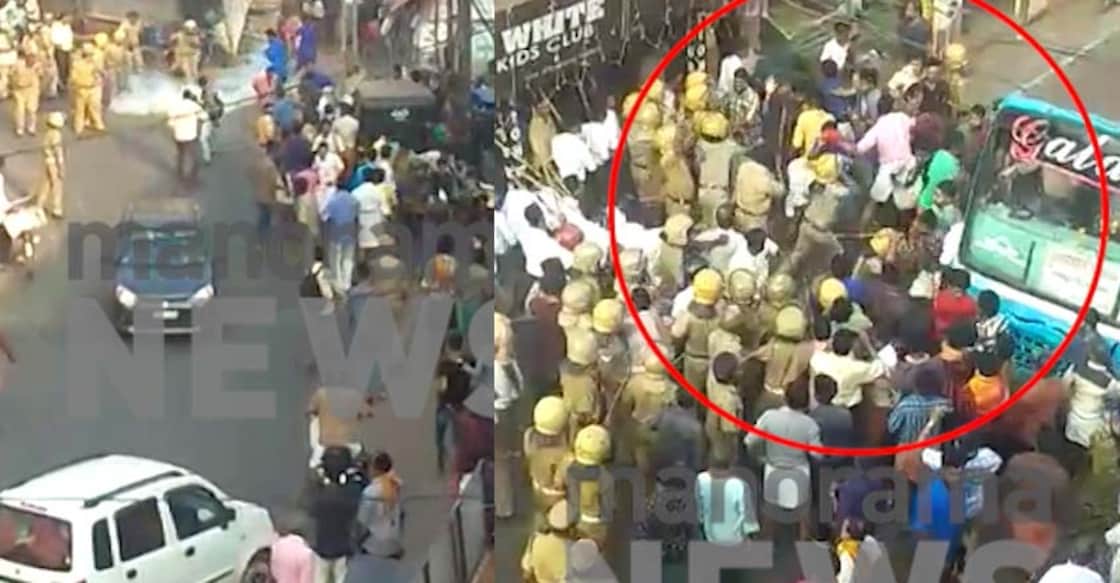 CPM workers stop RSS from conducting march in Neeleshwaram, clashes ensue CPM workers stop RSS from conducting march in Neeleshwaram, clashes ensue