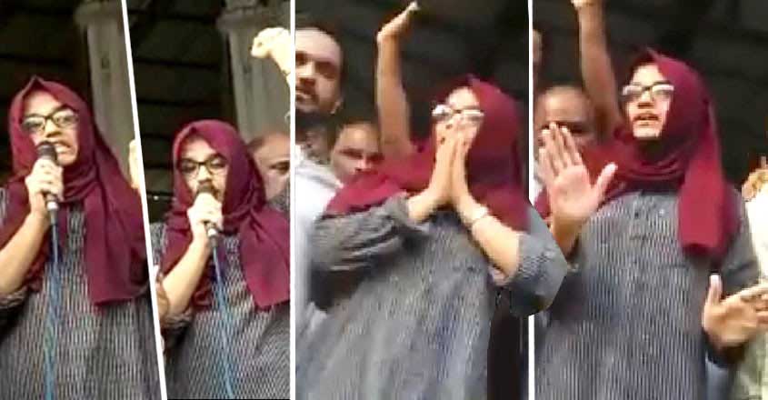 Furore as Jamia student Ayesha riles Leftists at CAA rally in Kerala Furore as Jamia student Ayesha riles Leftists at CAA rally in Kerala