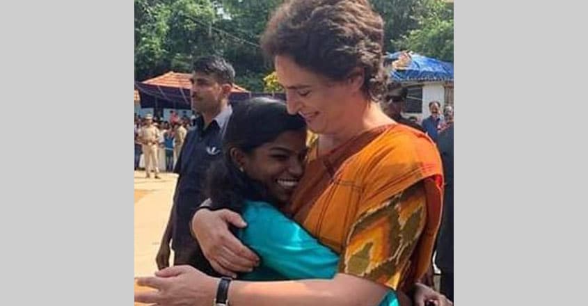 Sreedhanya with Priyanka Gandhi Sreedhanya with Priyanka Gandhi