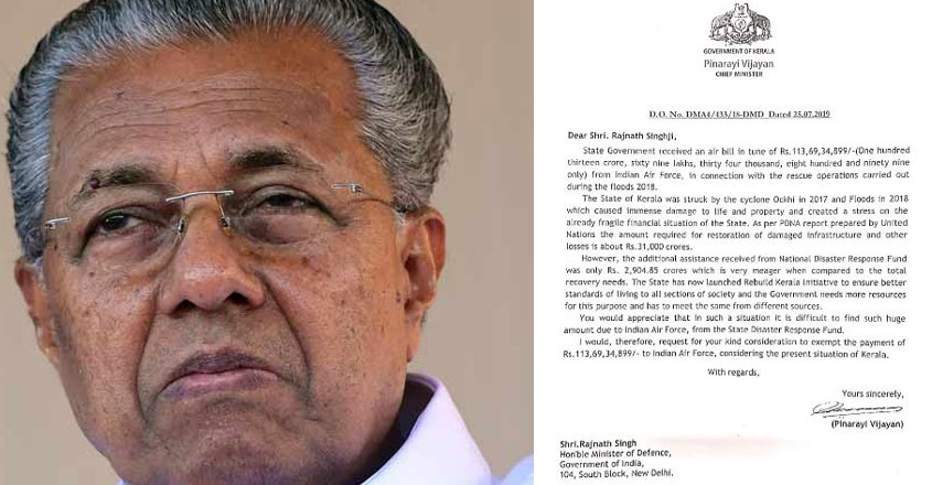 Kerala CM seeks relief as IAF charges Rs 113 crore for flood-rescue ops Kerala CM seeks relief as IAF charges Rs 113 crore for flood-rescue ops