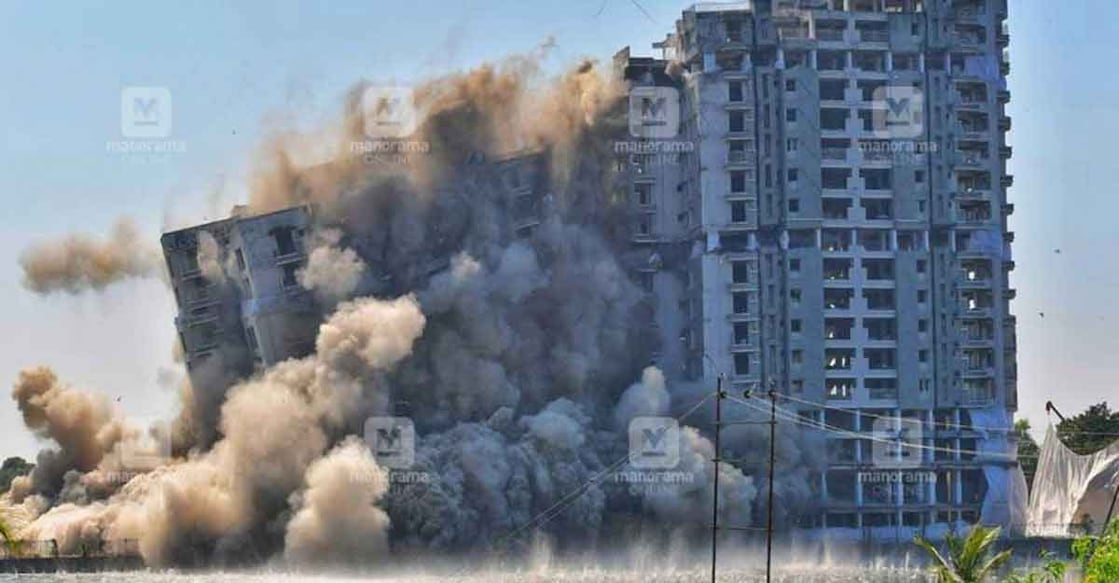 Jain Coral Cove flats being demolished. Photo: Josekutty Panackal