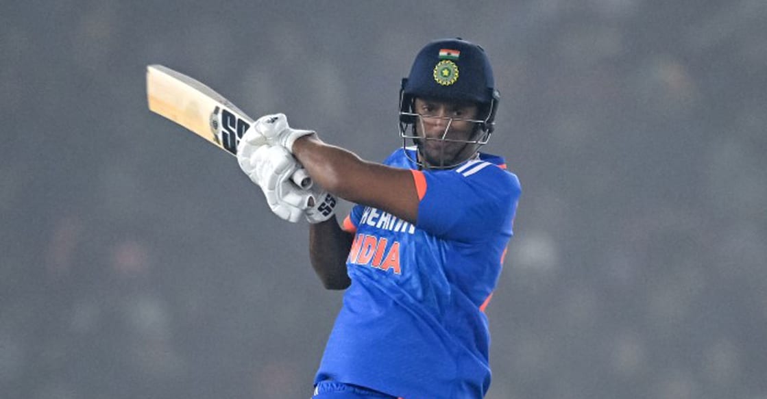 India's Shivam Dube plays a shot during the first T20I against Afghanistan in Mohali on Thursday. Photo: AFP/ Arun Sankar