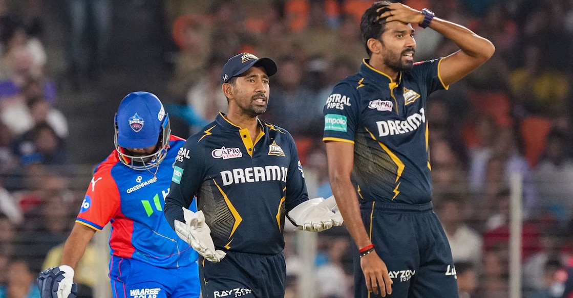 Gujarat Titans bowler Sandeep Warrier during the Indian Premier League (IPL) match against Delhi Capitals at the Narendra Modi Stadium in Ahmedabad on Wednesday. Photo: PTI