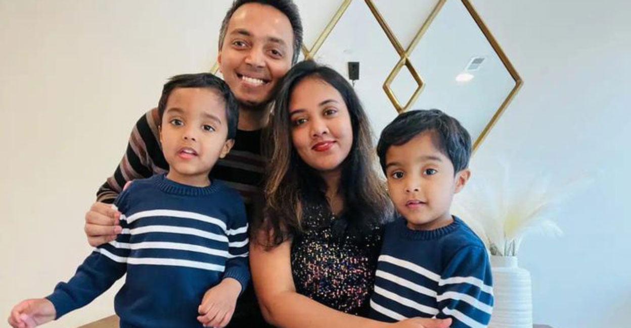 Anand Henry, Alice Priyanka and their twin boys. Photo: Special arrangement