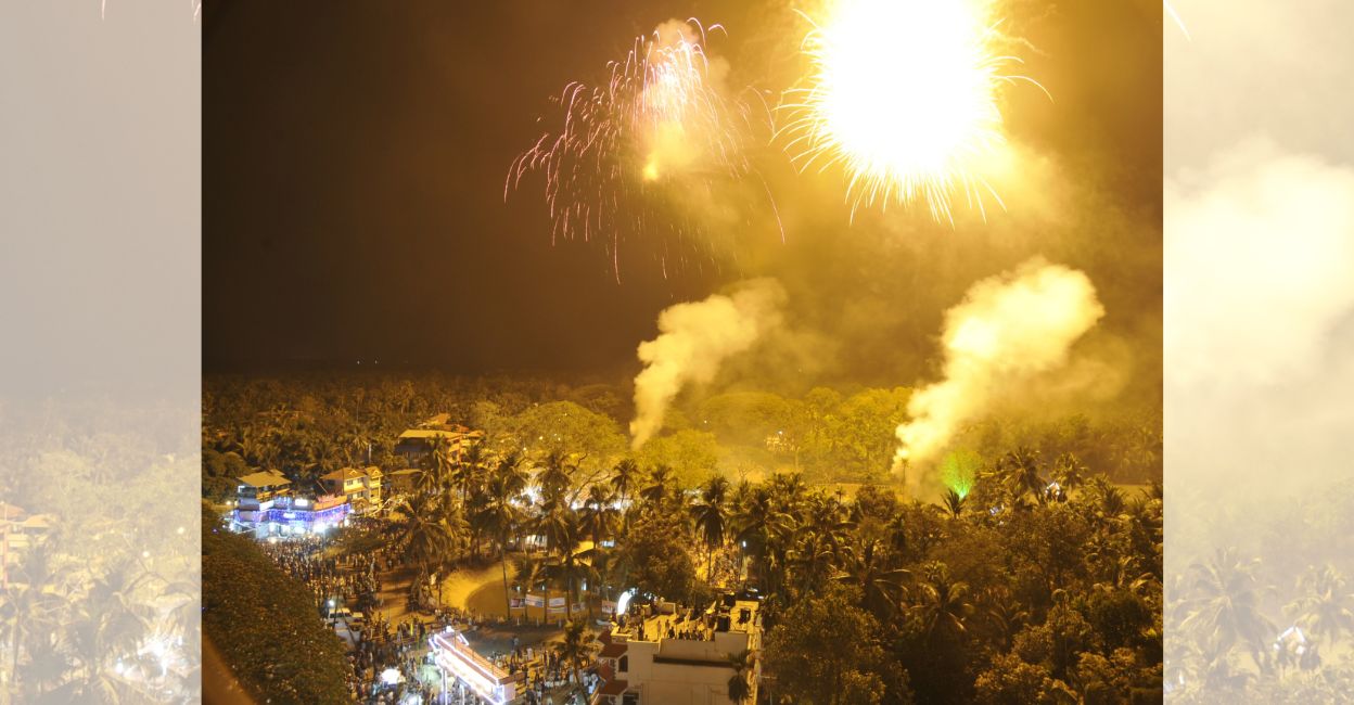 Fireworks during a Thalappoli festival at Marattil Kottaram Bhagavathy Temple in Maradu near Ernakulam. File photo: Manorama
