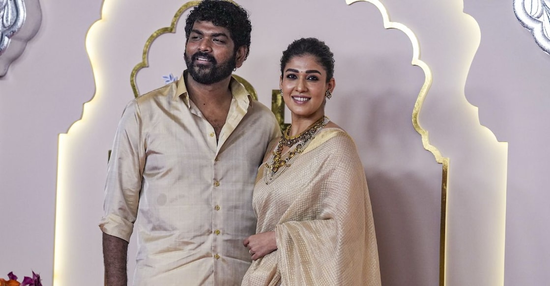 Actor Nayanthara and her husband Vignesh Shivan upon their arrival to attend Anant Ambani and Radhika Merchant's wedding, at Jio World Convention Centre, in Mumbai, Friday, July 12, 2024. Photo: PTI/Kunal Patil