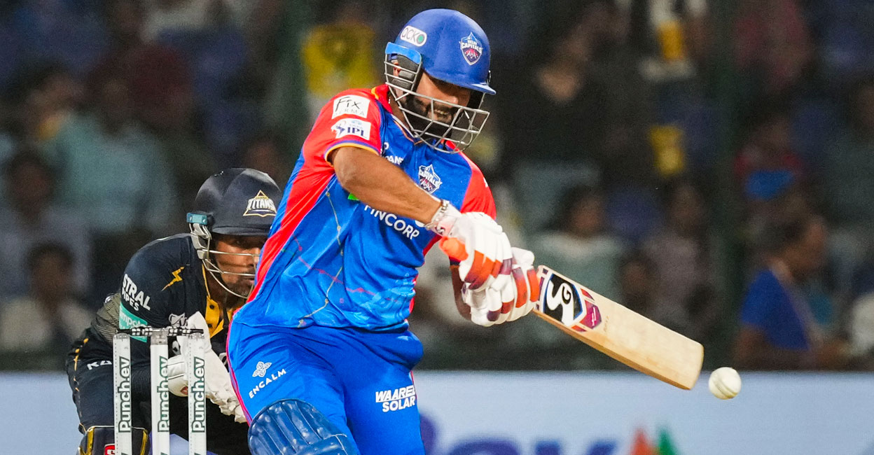 Delhi Capitals captain Rishabh Pant plays a shot during an Indian Premier League (IPL) match against Gujarat Titans at the Arun Jaitley Stadium in New Delhi on Wednesday. Photo: PTI