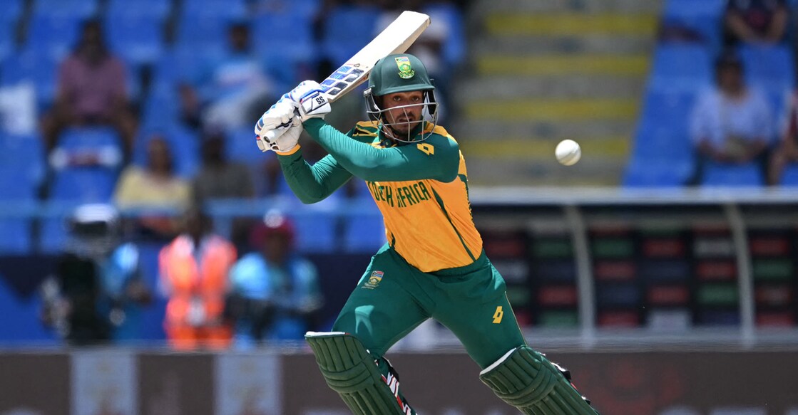 South Africa's Quinton de Kock plays a shot during the T20 World Cup Super 8 match against United States at Sir Vivian Richards Stadium in North Sound, Antigua and Barbuda on June 19, 2024. Photo: AFP/ Andrew Caballero-Reynolds