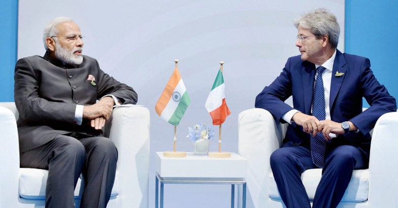 Narendra Modi Prime Minister Narendra Modi meeting with Italian Prime Minister Paolo Gentiloni on the sidelines of the 12th G-20 Summit, in Hamburg, Germany on Saturday. PTI