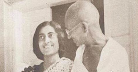 Indira Gandhi with the Mahatma
