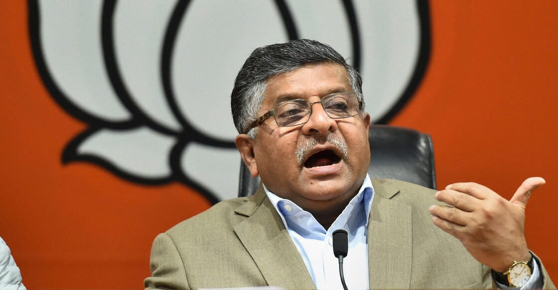 Union Law Minister Ravi Shankar Prasad. Photo: PTI 