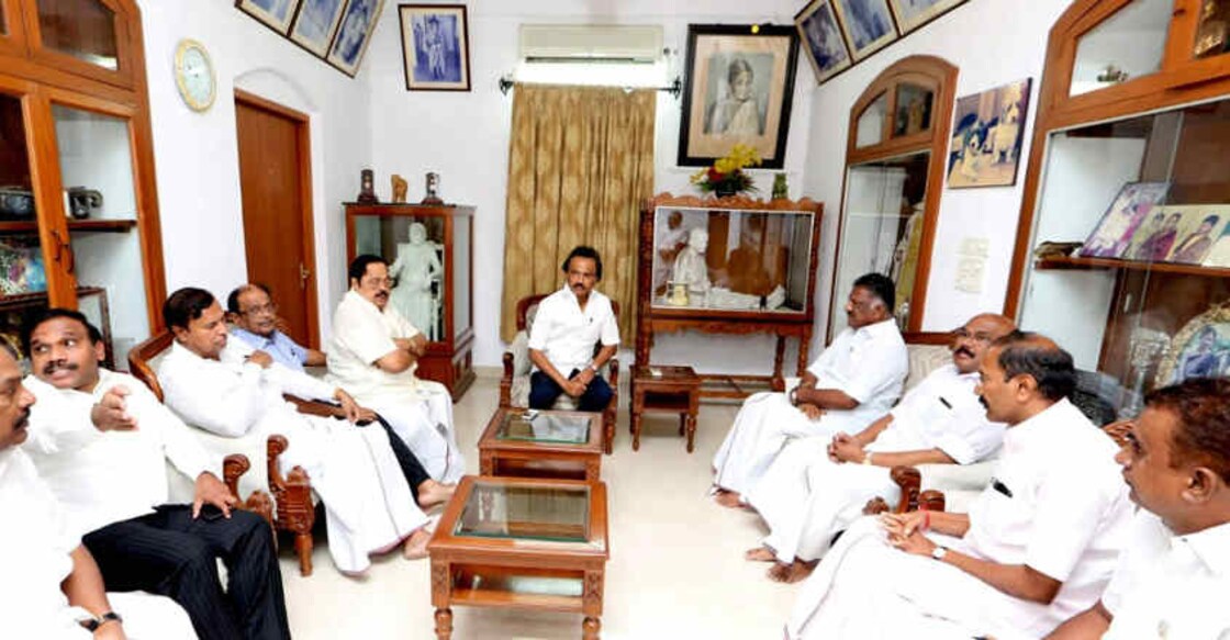 Leaders make beeline for ailing Karunanidhi's house, Modi wishes him quick recovery