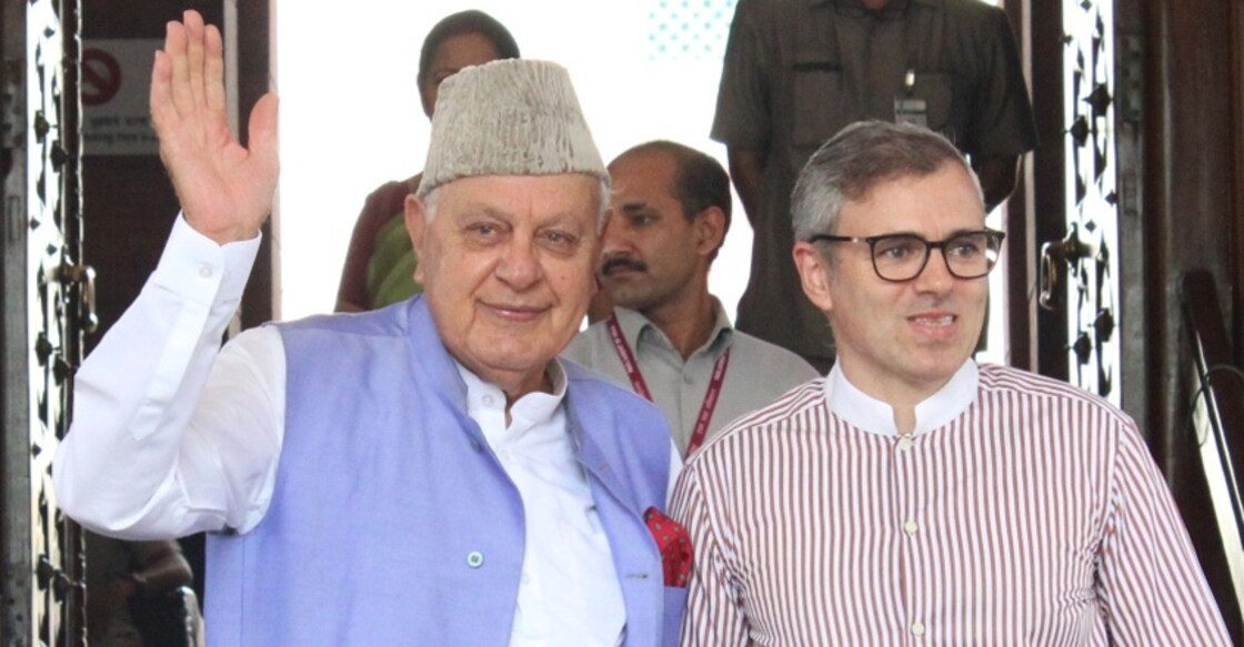 New Delhi: National Conference (NC) leaders Farooq Abdullah and Omar Abdullah at Parliament, in New Delhi on June 25, 2019. (Photo: Amlan Paliwal/IANS) New Delhi: National Conference (NC) leaders Farooq Abdullah and Omar Abdullah at Parliament, in New Delhi on June 25, 2019. (Photo: Amlan Paliwal/IANS)