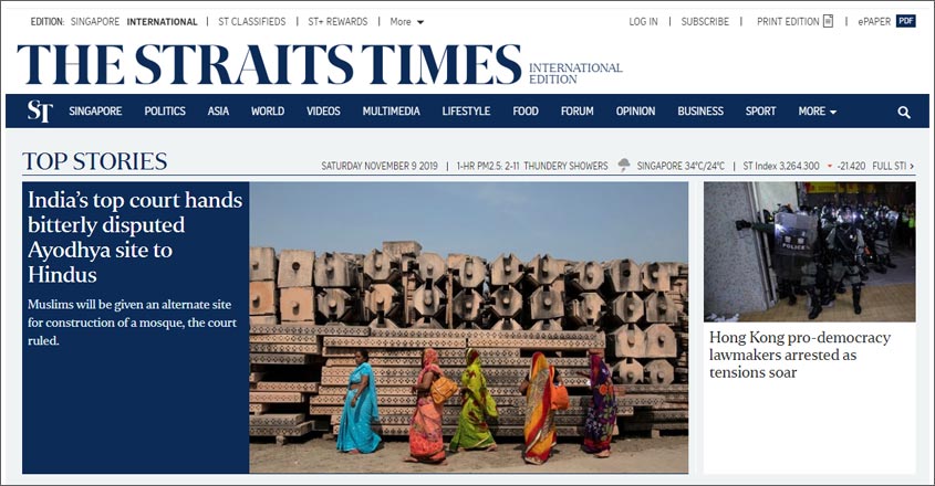'Indian top court gives the holy site to Hindus': How international media covered Ayodhya verdict 'Indian top court gives the holy site to Hindus': How international media covered Ayodhya verdict