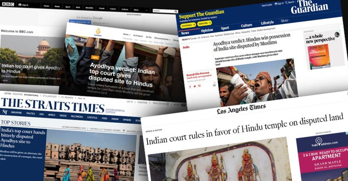 'Indian top court gives the holy site to Hindus': How international media covered Ayodhya verdict 'Indian top court gives the holy site to Hindus': How international media covered Ayodhya verdict