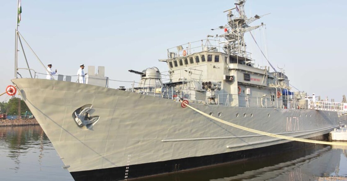 Minesweeper INS Kozhikode sails into sunset